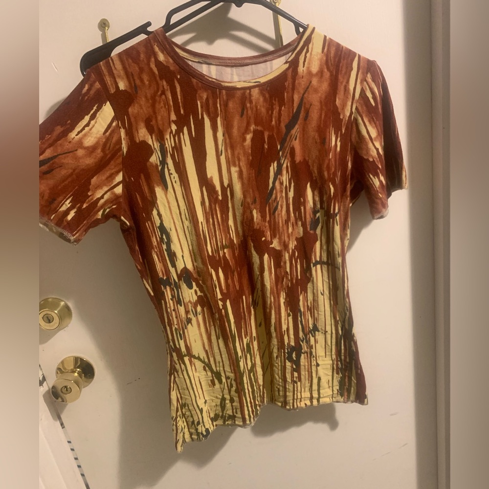 JPG jeans Jean paul gaultier blood paint splatter stretch top